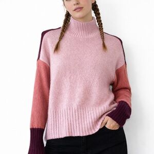 Time and Tru Pink, purple, and orange Turtleneck Sweater